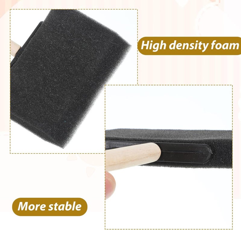 Yuomeaz 4 Pcs Foam Paint Brush, 4 Size Sponge Paint Brushes with Wood Handle, Lightweight Sponge Brush for Painting, Staining, Crafting (1/2/3/4 inch) - Image 3